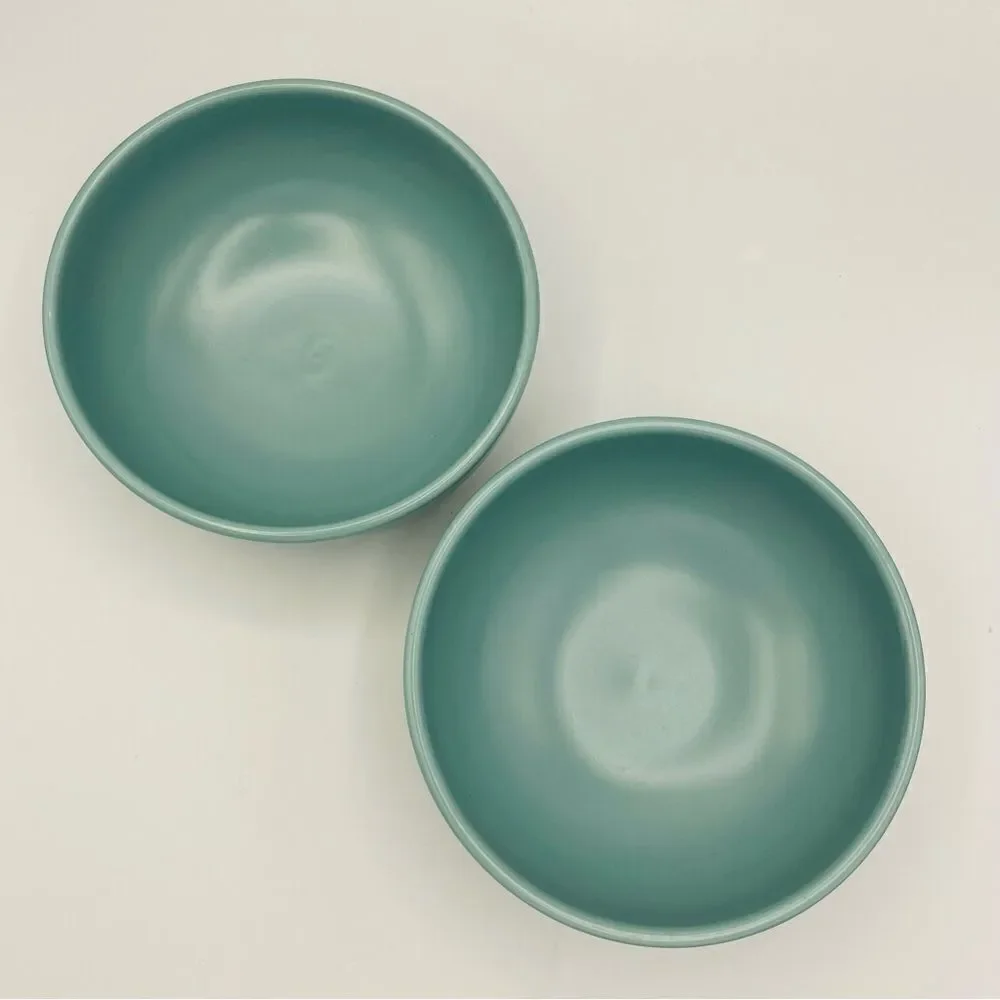 Crate&Barrel Blue Hue Matte Coupe Soup Cereal Bowls (2)